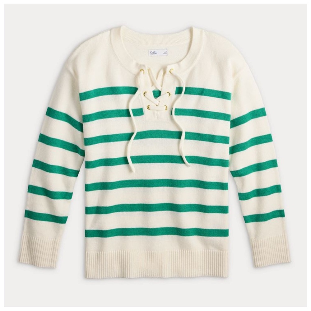 Croft & Barrow Green mariner Striped Sweater size PXXL